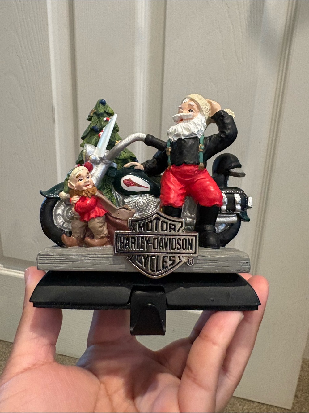 Vtg 1997 Harley-Davidson North Pole Motorcycle Club Christmas Stocking Holder